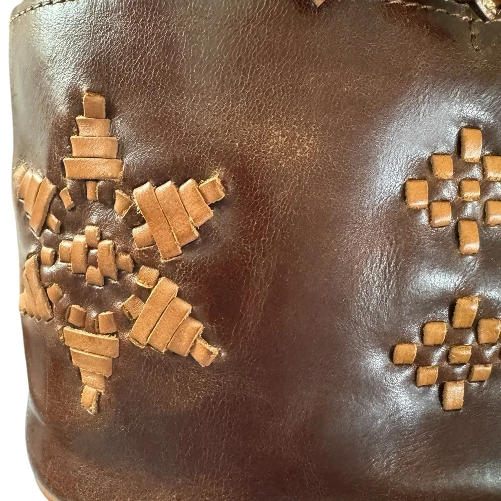 NWT Patricia Nash Brindisi Bucket Leather Bag Crossbody Purse Cognac Distressed - Picture 12 of 15